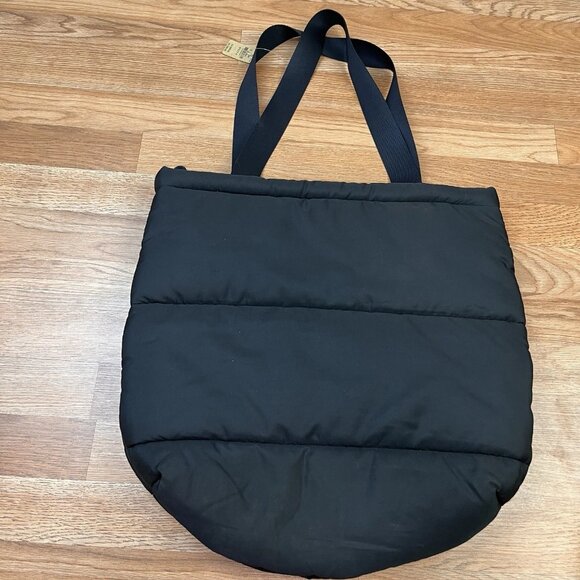 Victoria's Secret PINK Logo Quilted Puffer Tote Travel Gym Bag Black Large NEW - Picture 7 of 10